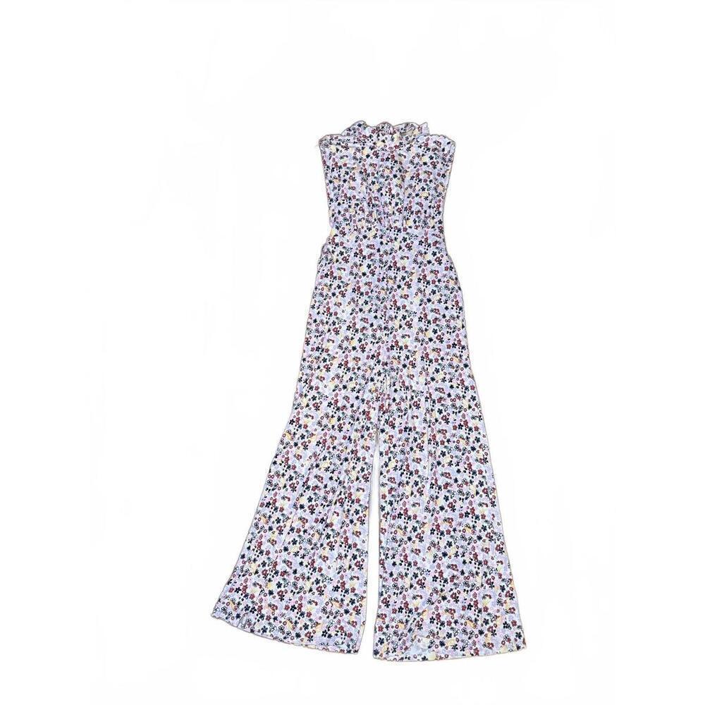 Free People Floral Print Women's Strapless Jumpsuit, Medium